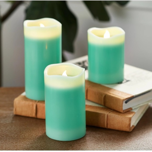 Home Reflections Other - HOME REFLECTIONS Set of 3 Flameless Candles With Remote Control In Sage